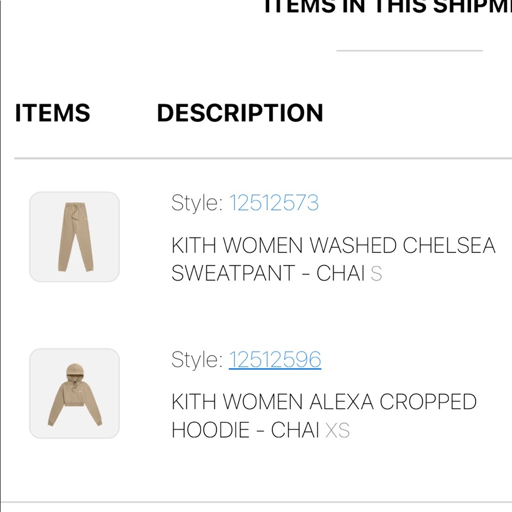 KITH women’s sweatsuit in CHAI color